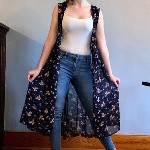 OOAK Floral Sleeveless Long Shawl